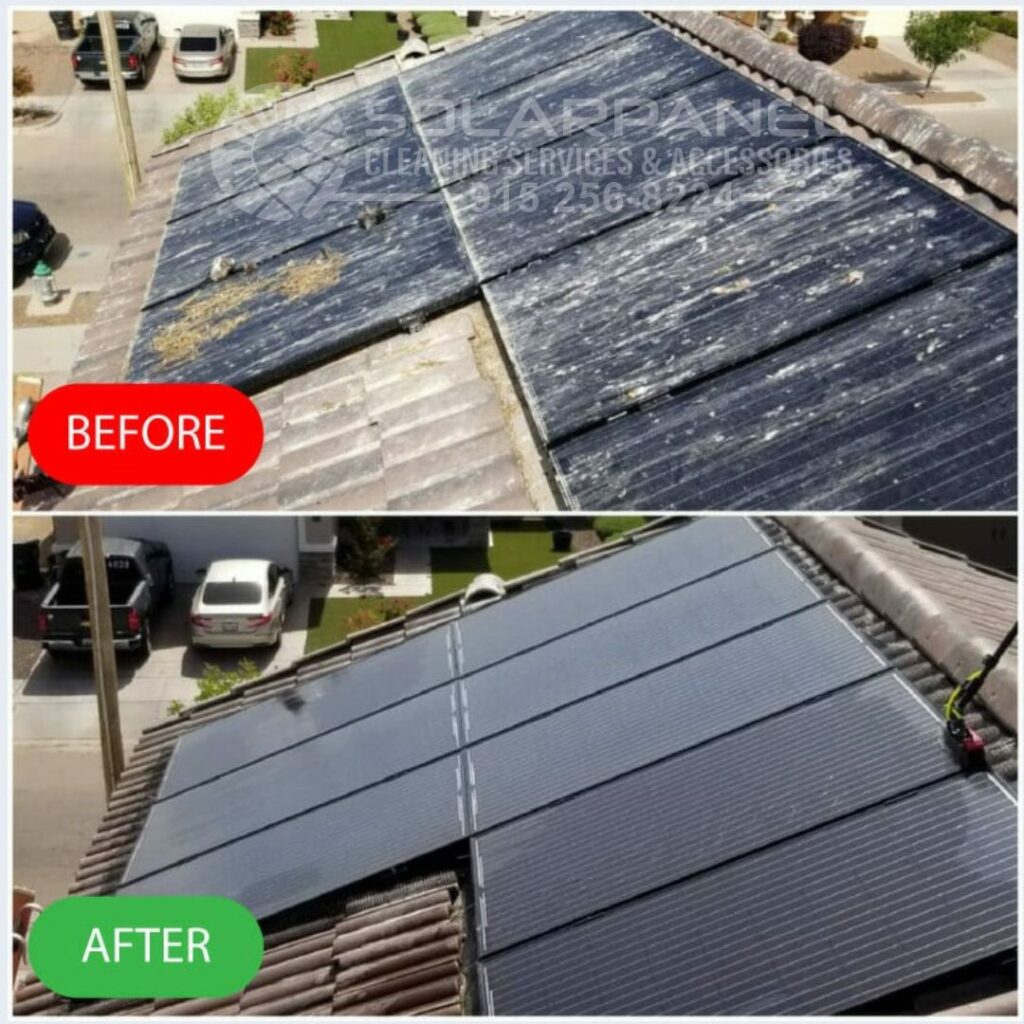 Before and after solar panel cleaning - Solar Panel Cleaning El Paso TX